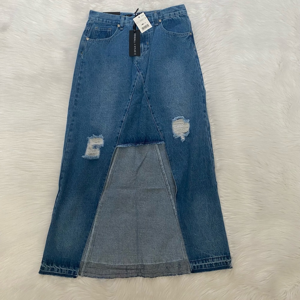 🔵NEW wTag-Kendall & Kylie Long Denim Skirt S